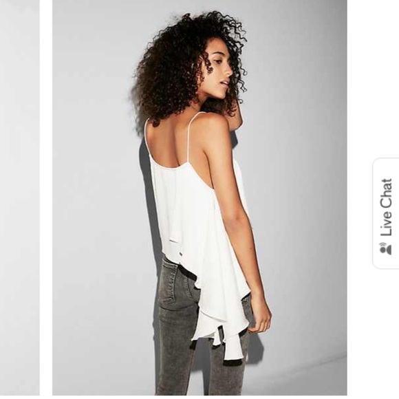 Express Asymmetrical Ruffle Silk Top - Picture 7 of 7